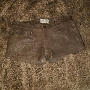 Current Elliot Lamb Leather Distressed Shorts